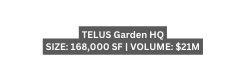 TELUS Garden HQ SIZE 168 000 SF VOLUME 21M